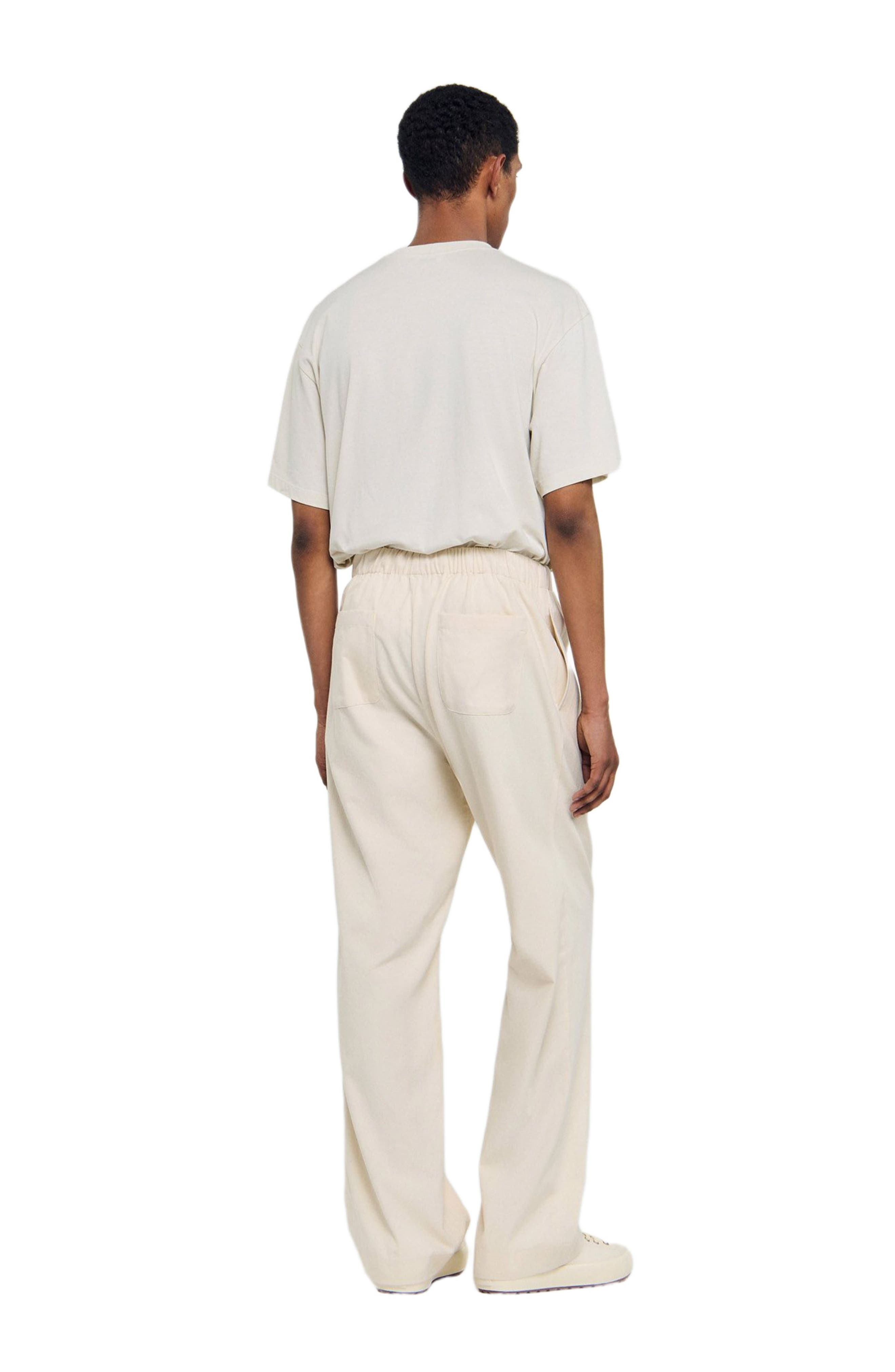 SANDRO Wide-leg elasticated cotton trousers in Butter Cream at Nordstrom - 2