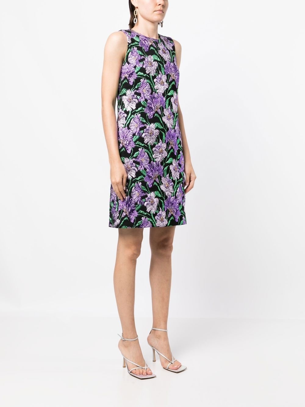 floral-jacquard A-line mini dress - 3