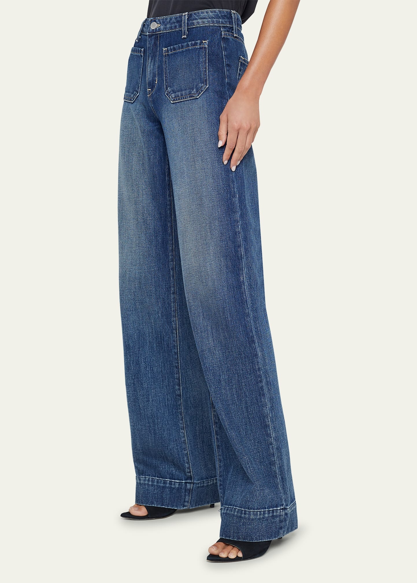 Nolan High-Rise Patch Pocket Wide-Leg Jeans - 4