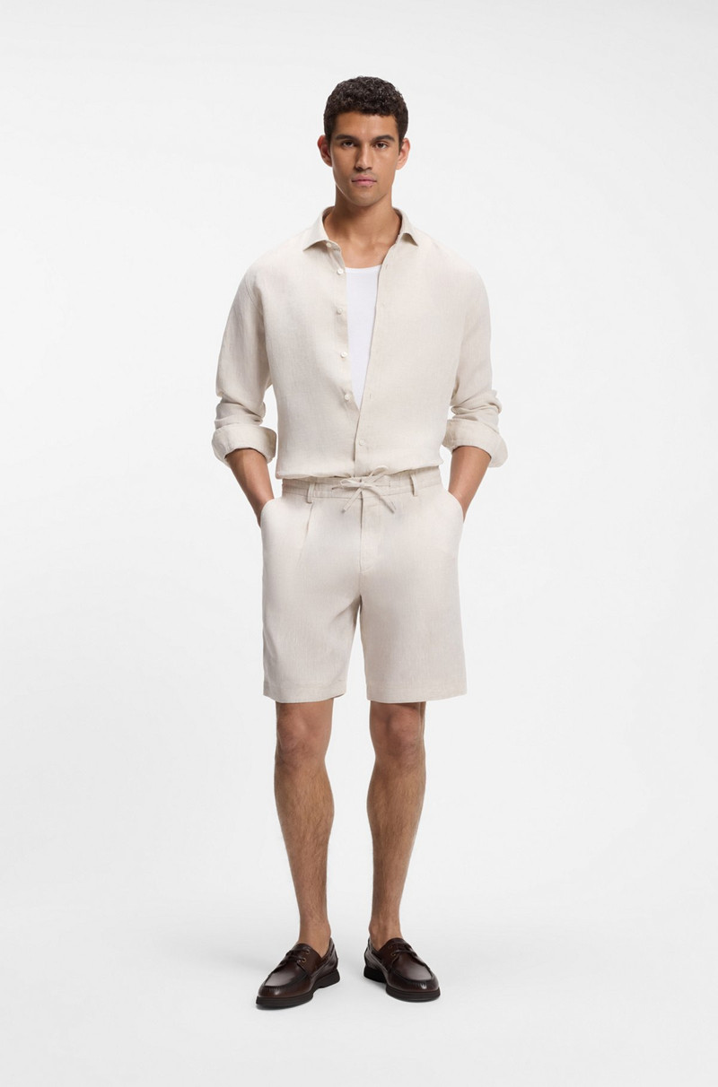 BOSS TAPERED-FIT SHORTS IN LINEN outlook