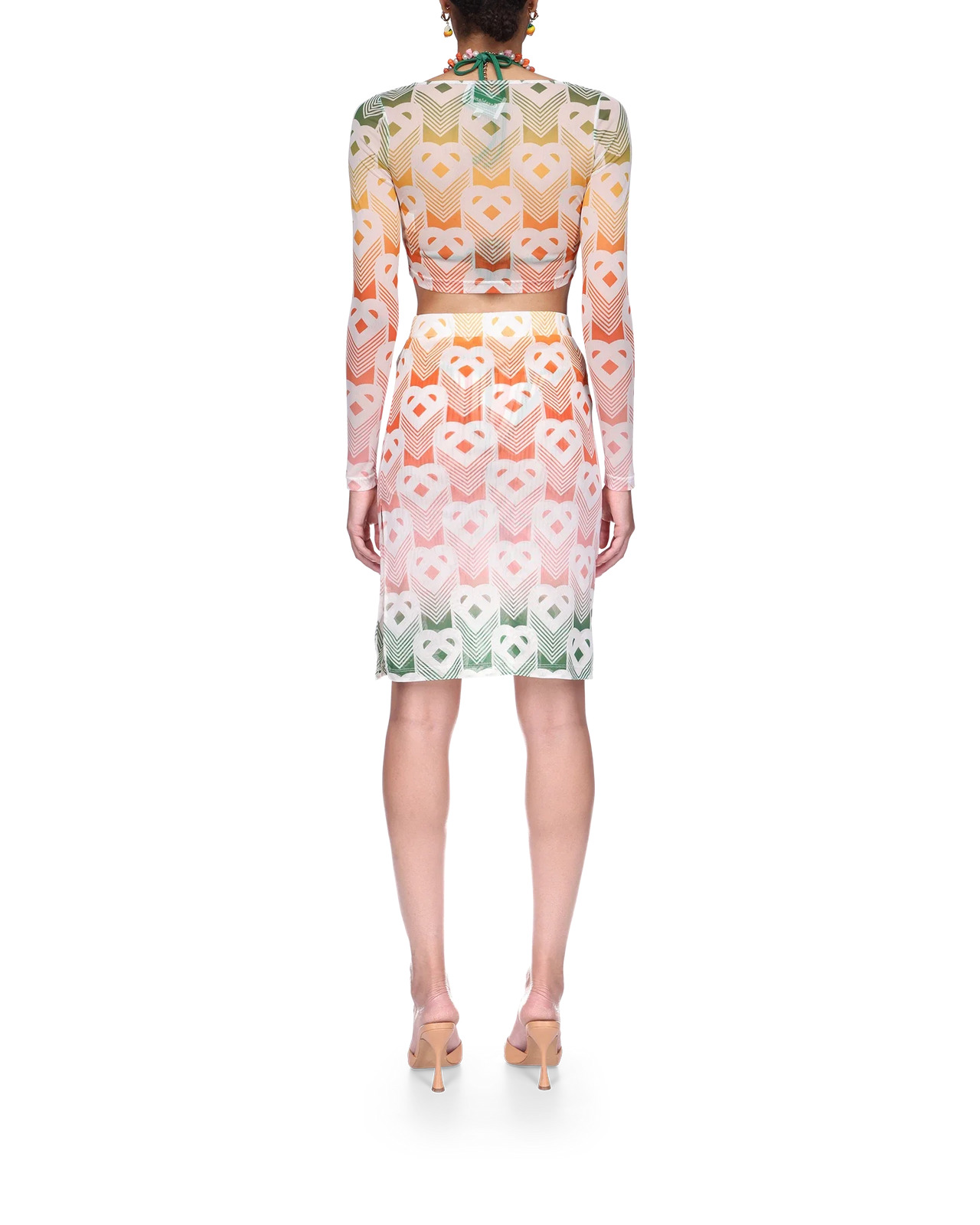 Gradient Heart Monogram Mesh Skirt - 5