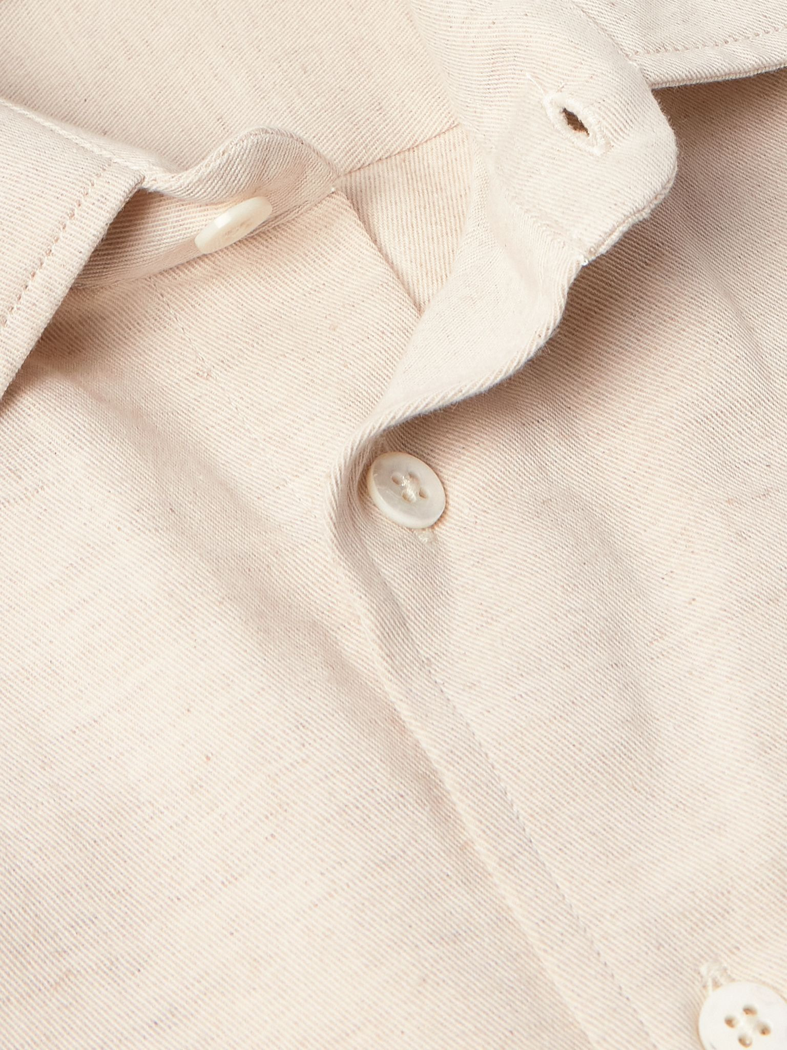 Cotton and Hemp-Blend Gabardine Shirt Cream - 5