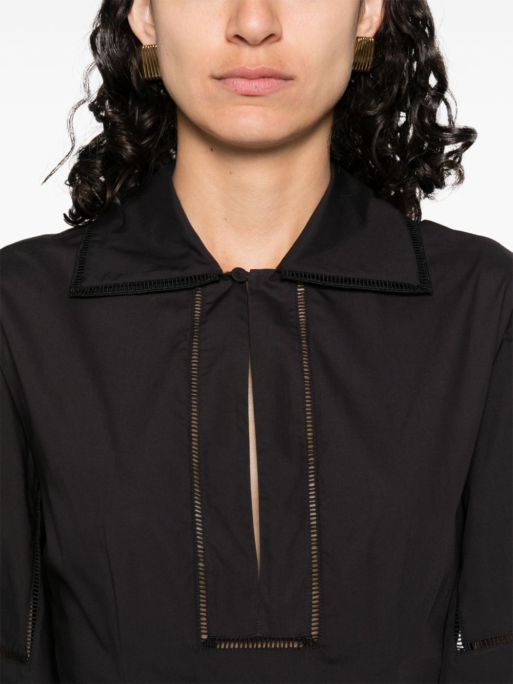 embroidered poplin dress - 5