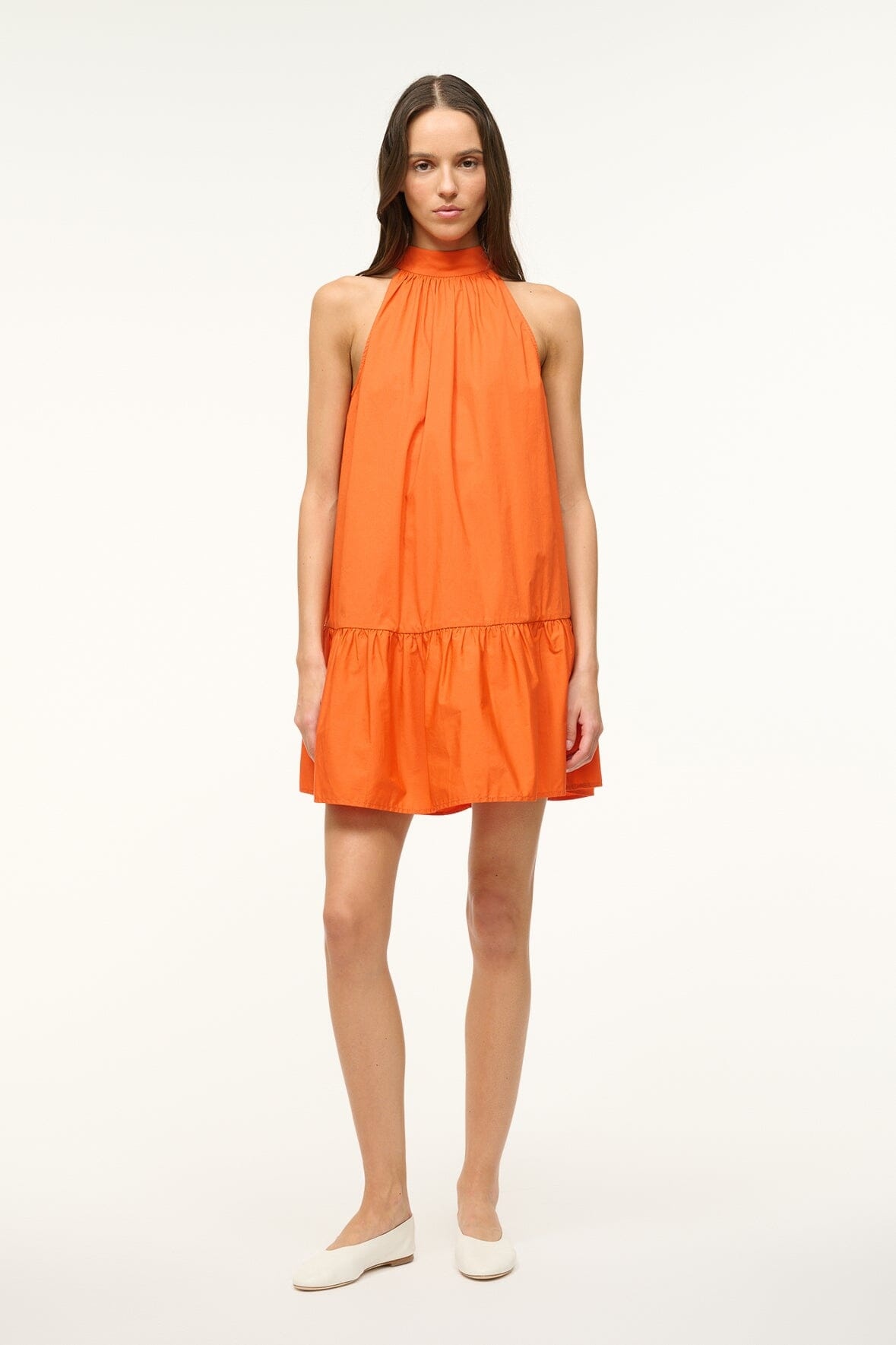 STAUD MINI MARLOWE DRESS TANGERINE - 2