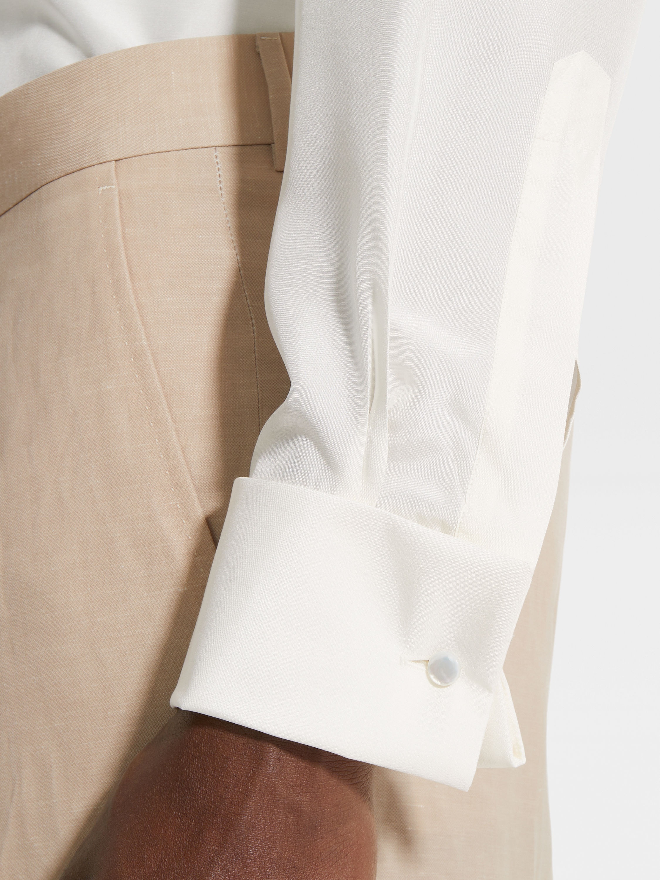 WHITE SILK EVENING SHIRT - 2