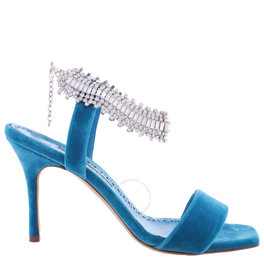 Manolo Blahnik Blue Parinasan Crystal Strap Sandals - 1