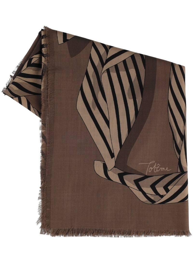 Large monogram printed wool & silk scarf - 1