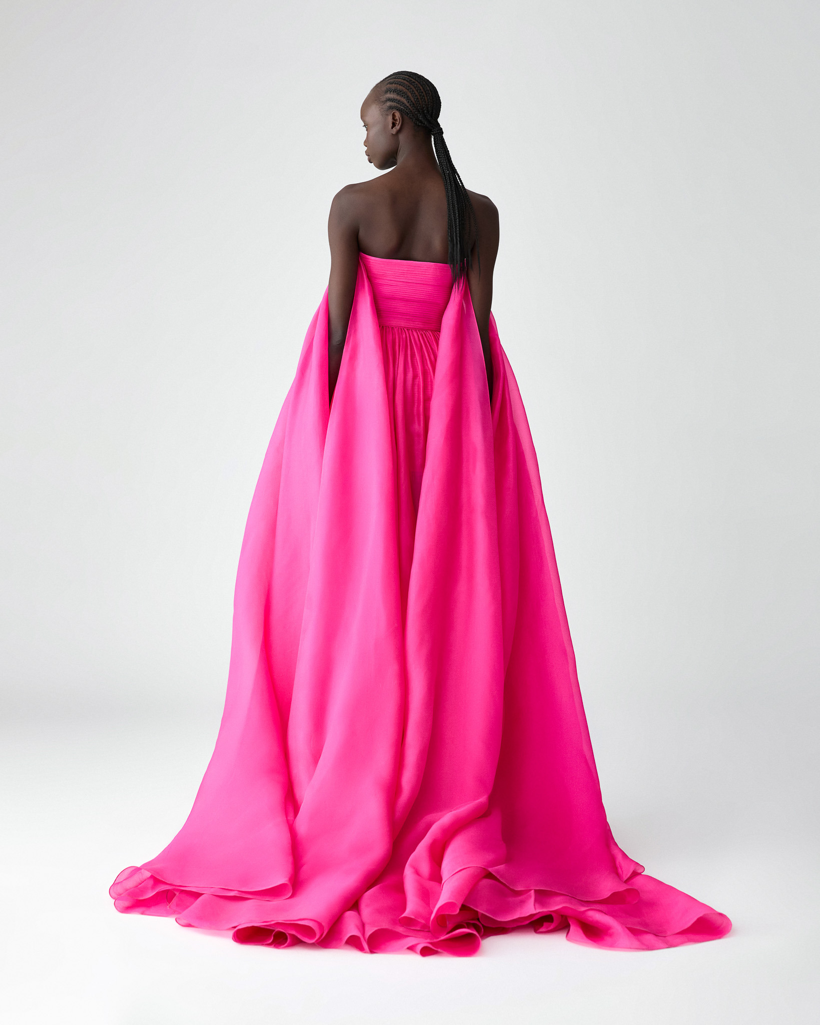 Organza Mini Dress with Train - 3
