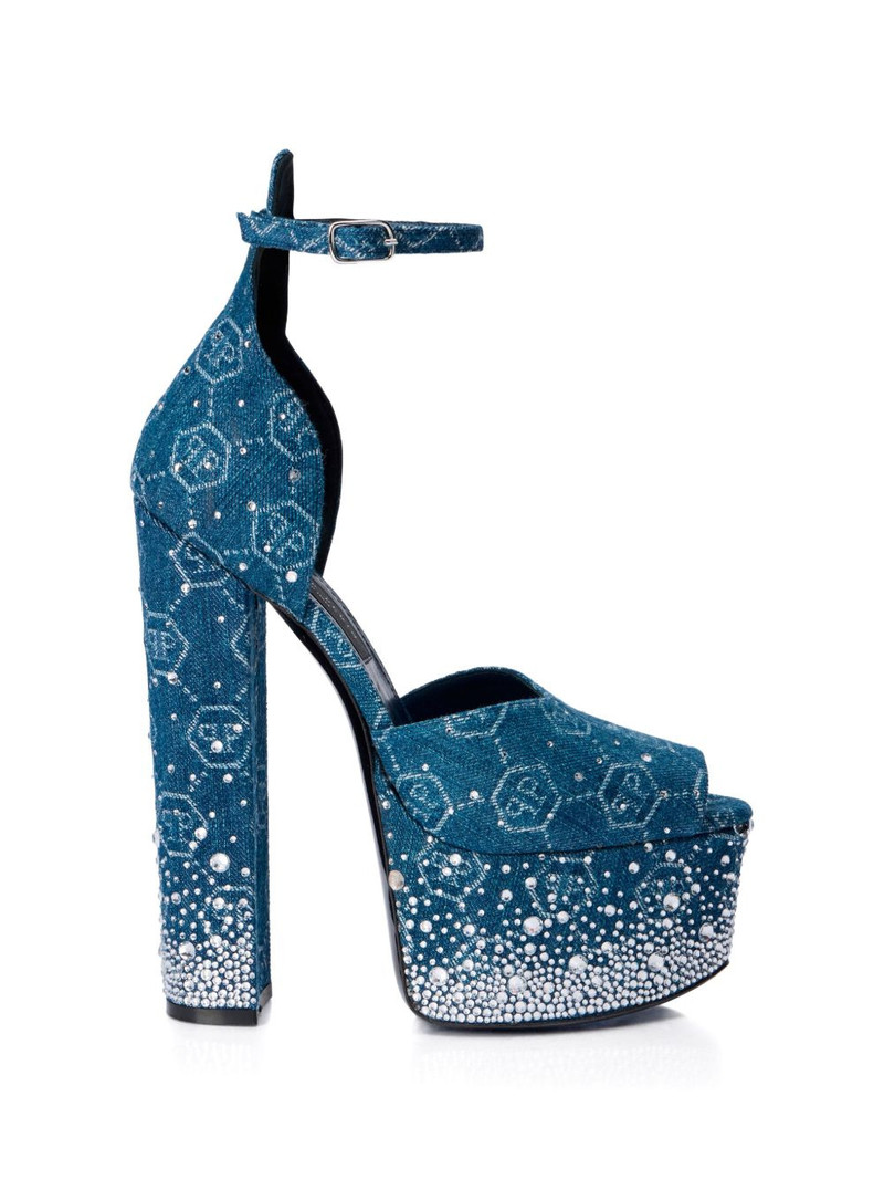 monogram rhinestone platform sandals 1