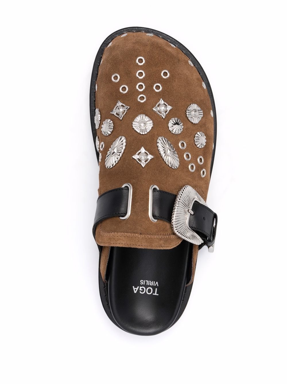 stud-embellished buckled clogs - 4