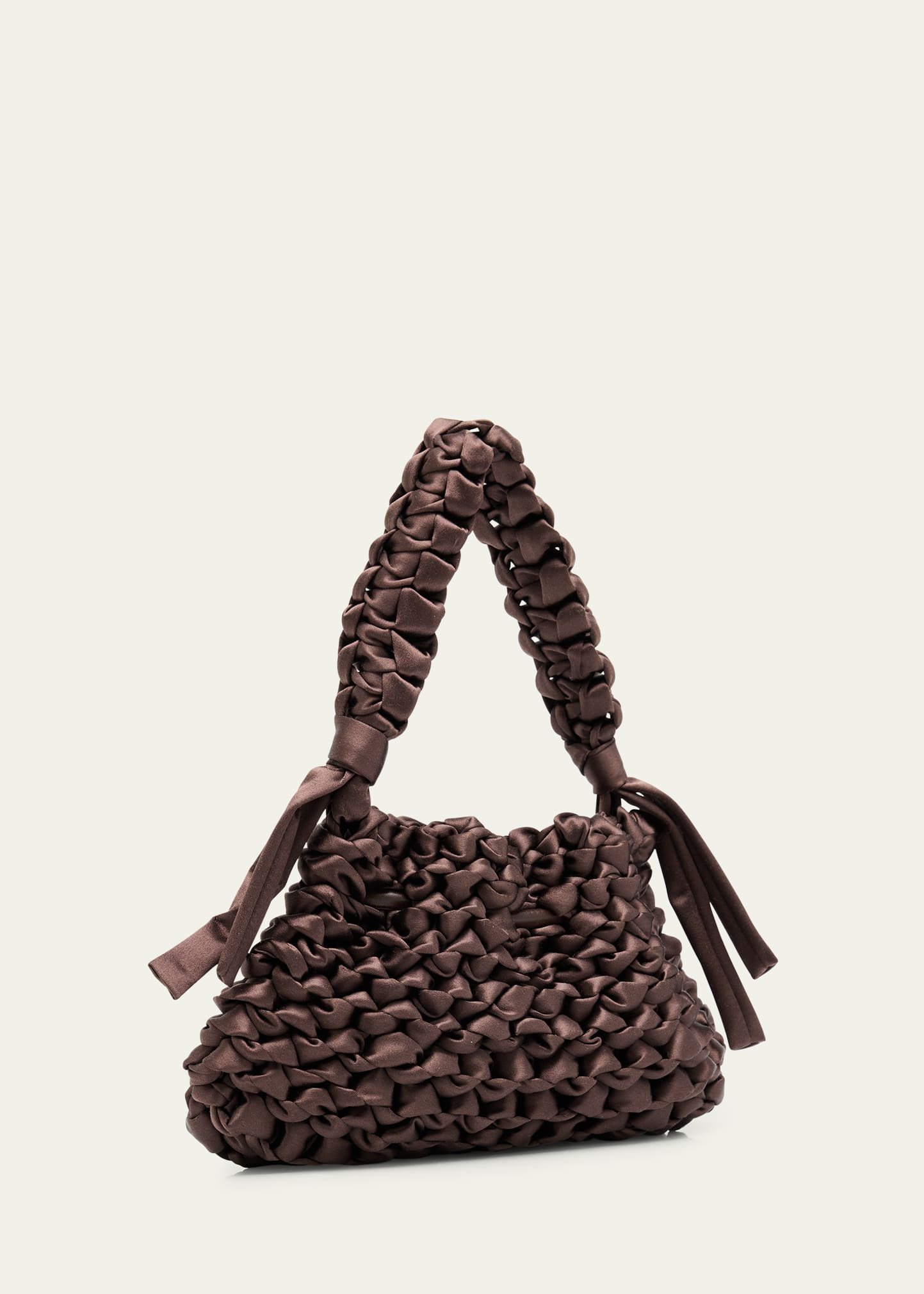 Cinch Small Woven Satin Drawstring Top Handle Bag - 3