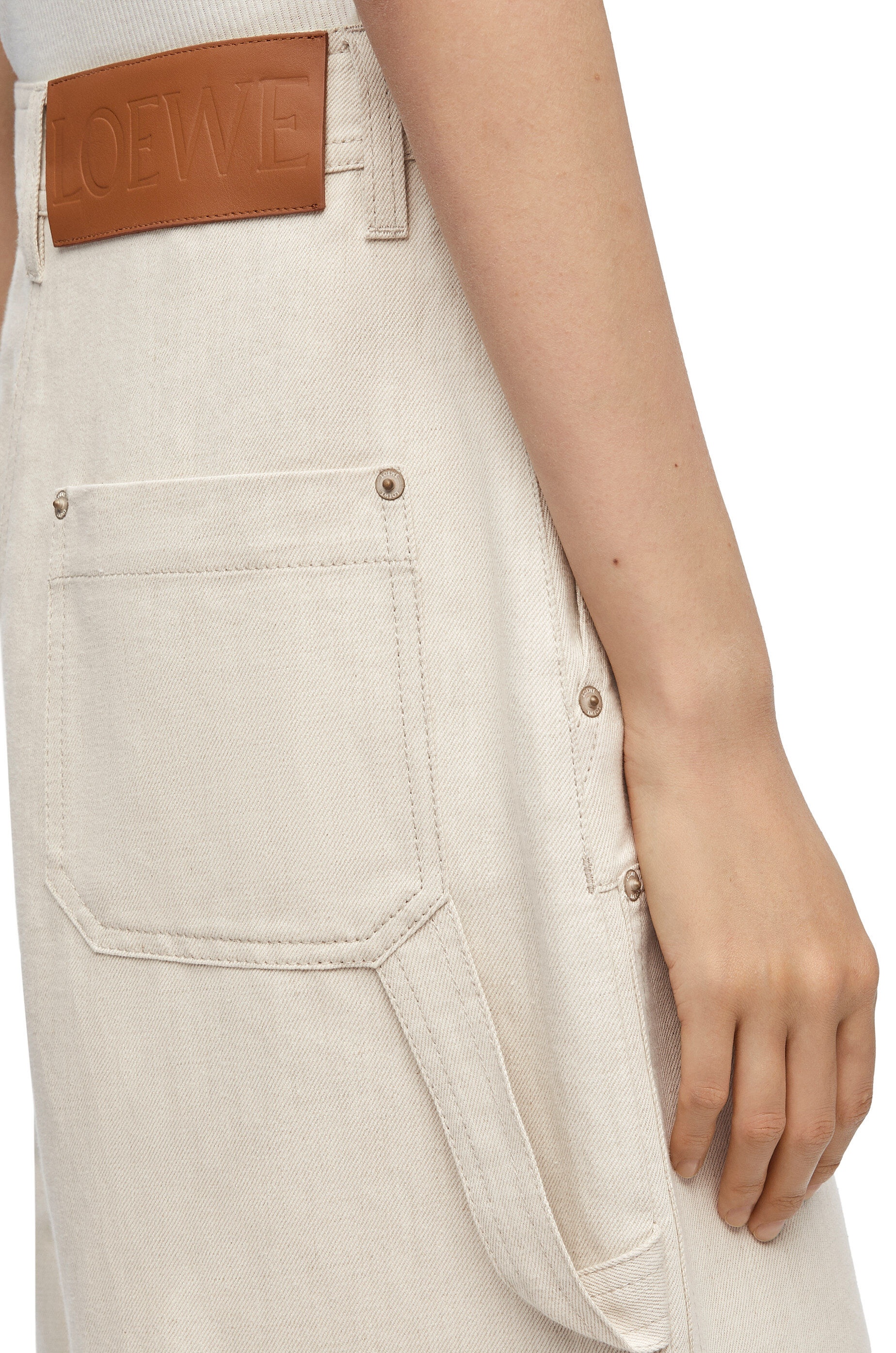 Cropped workwear trousers in cotton and  linen - 5