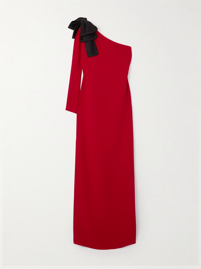 One-sleeve Bow-detailed Silk-crepe Gown 1