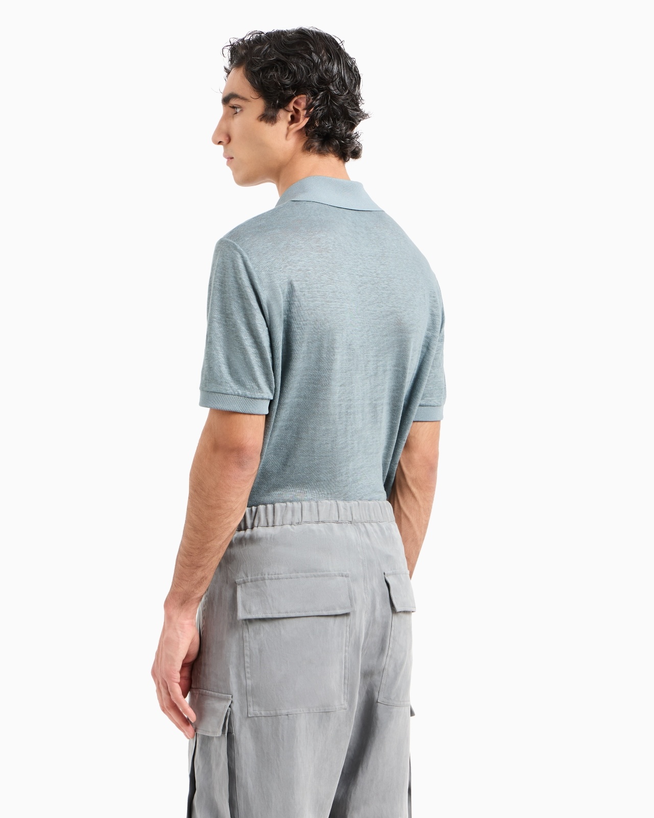 SHORT-SLEEVED POLO SHIRT IN LINEN JERSEY - 3