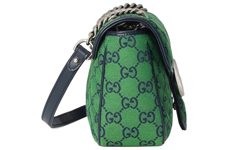 (WMNS) Gucci Leather GG Marmont Multicolor Logo Single-Shoulder Bag Small Green/Blue 443497-2UZCN-33 - 3