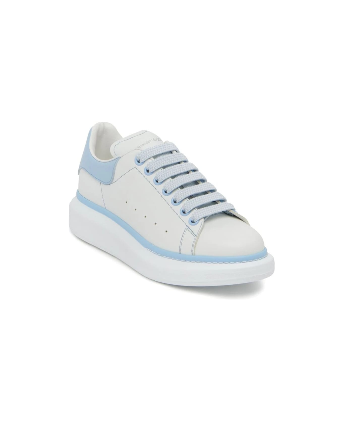 White Oversized Sneakers With Powder Blue Details - 2