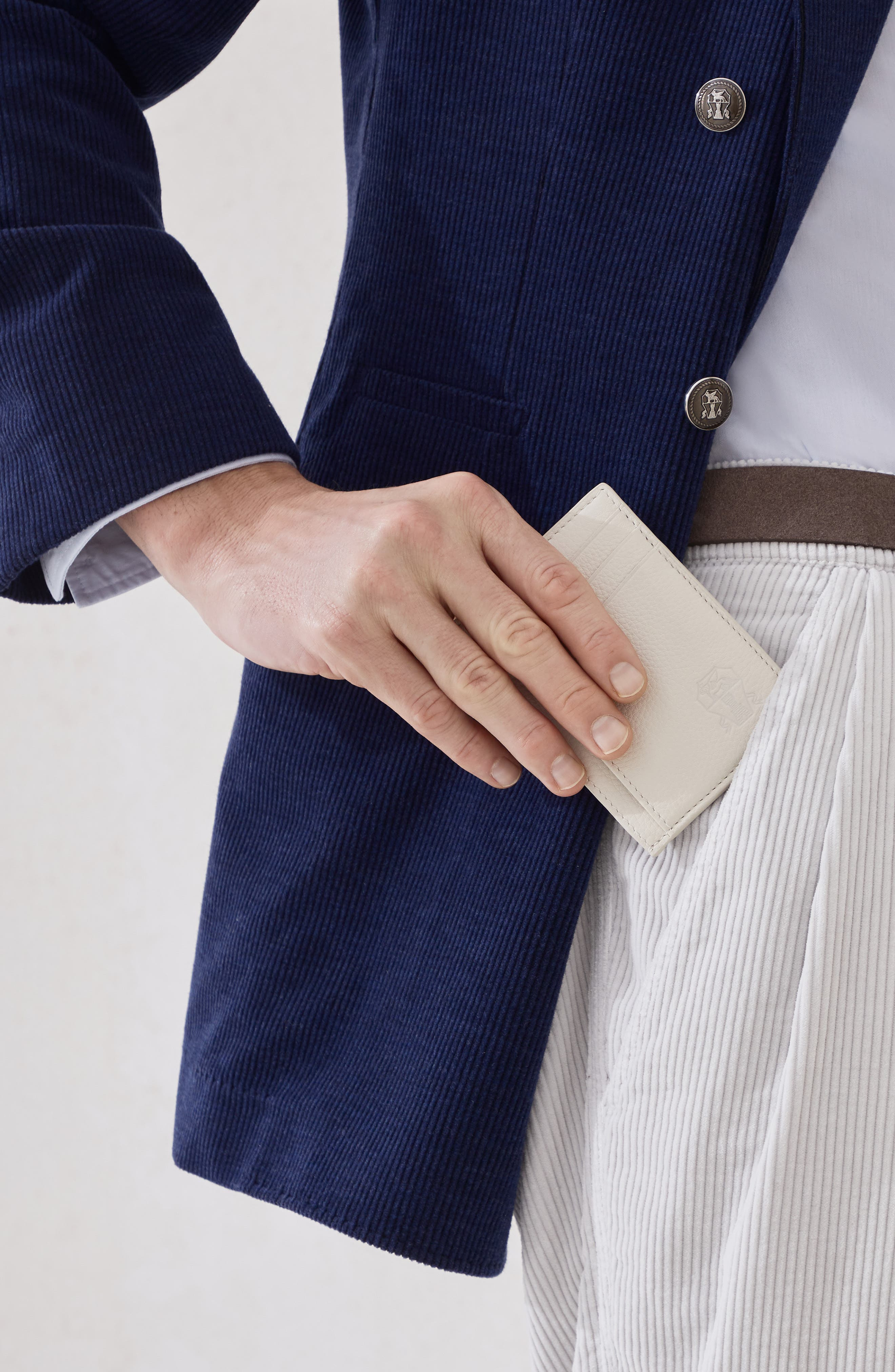Brunello Cucinelli Calfskin card case in Ivory at Nordstrom - 5