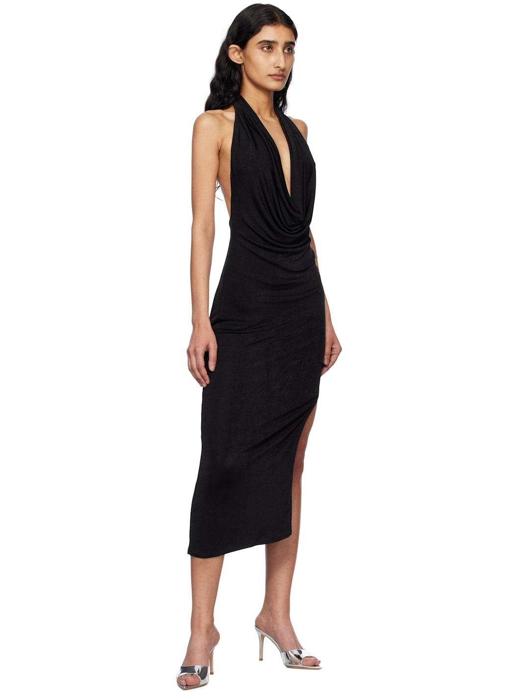 Black Cowl Neck Maxi Dress - 4