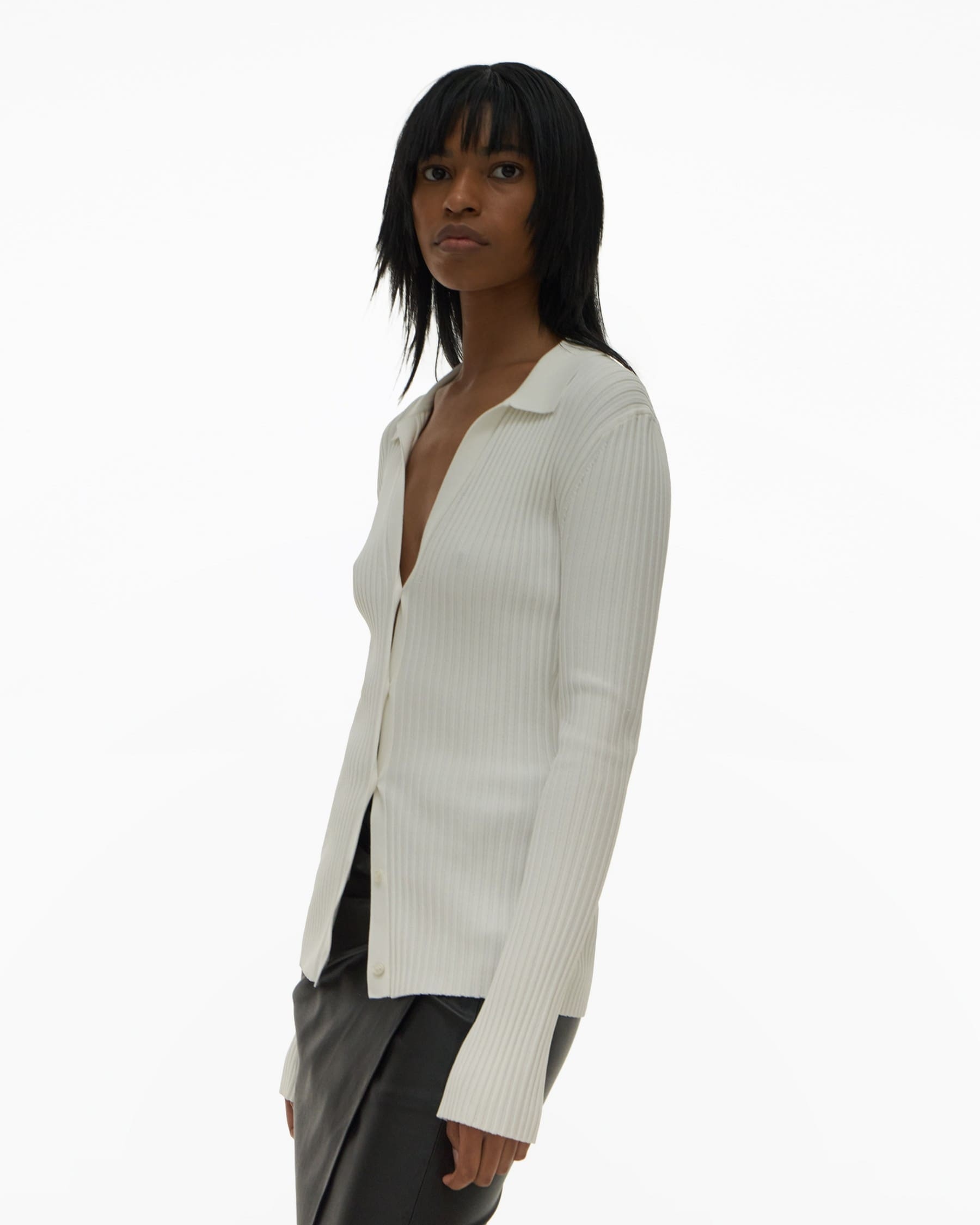 RIBBED POLO CARDIGAN - 5