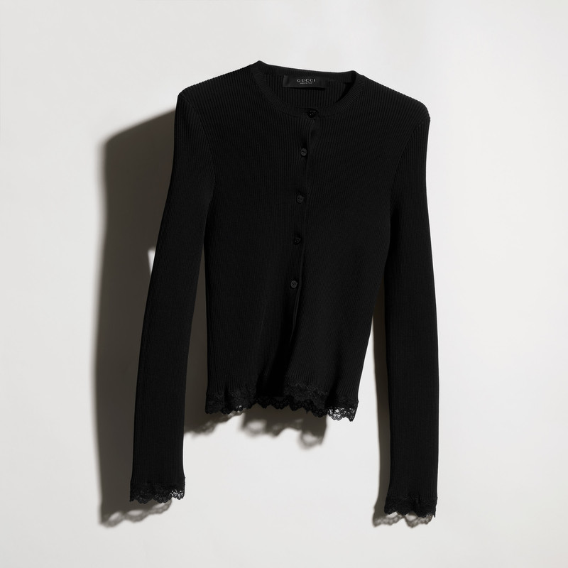 Fine matte viscose rib cardigan - 1