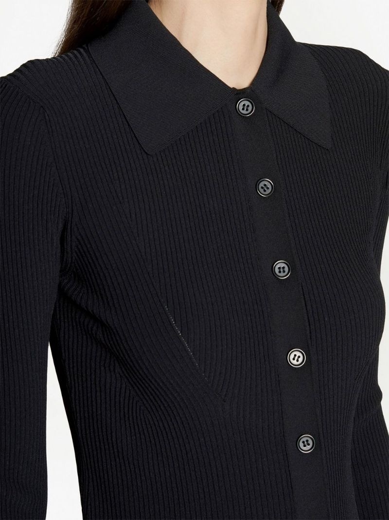 fitted ribbed-knit cardigan - 5