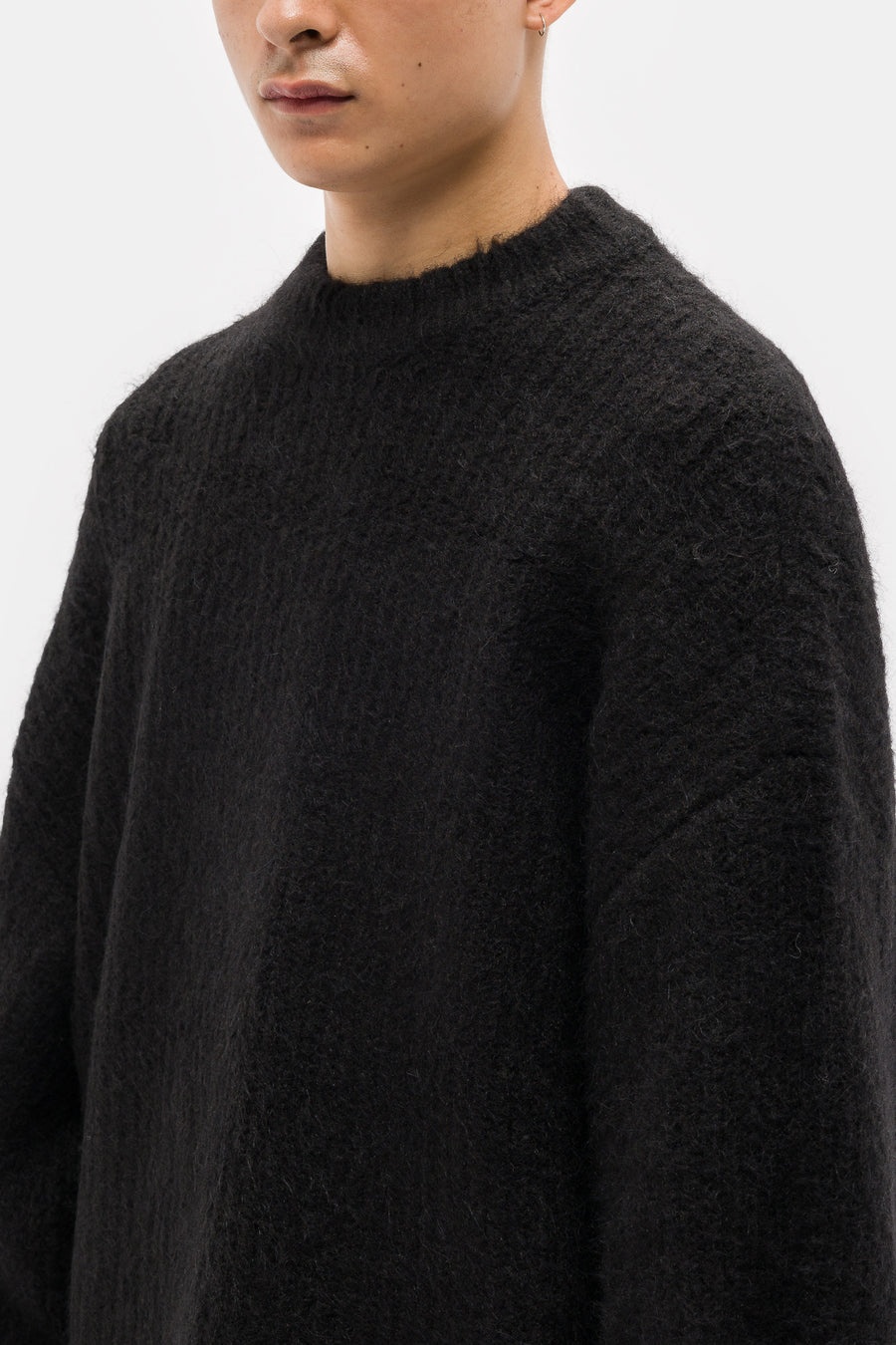 Heavy Knit Crewneck Sweater in Black - 4