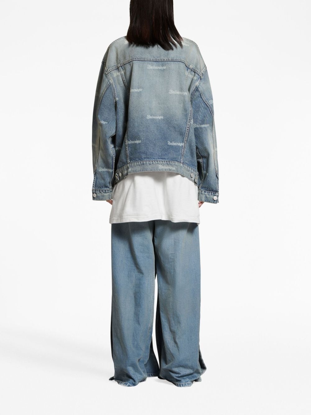 logo-print denim jacket - 4