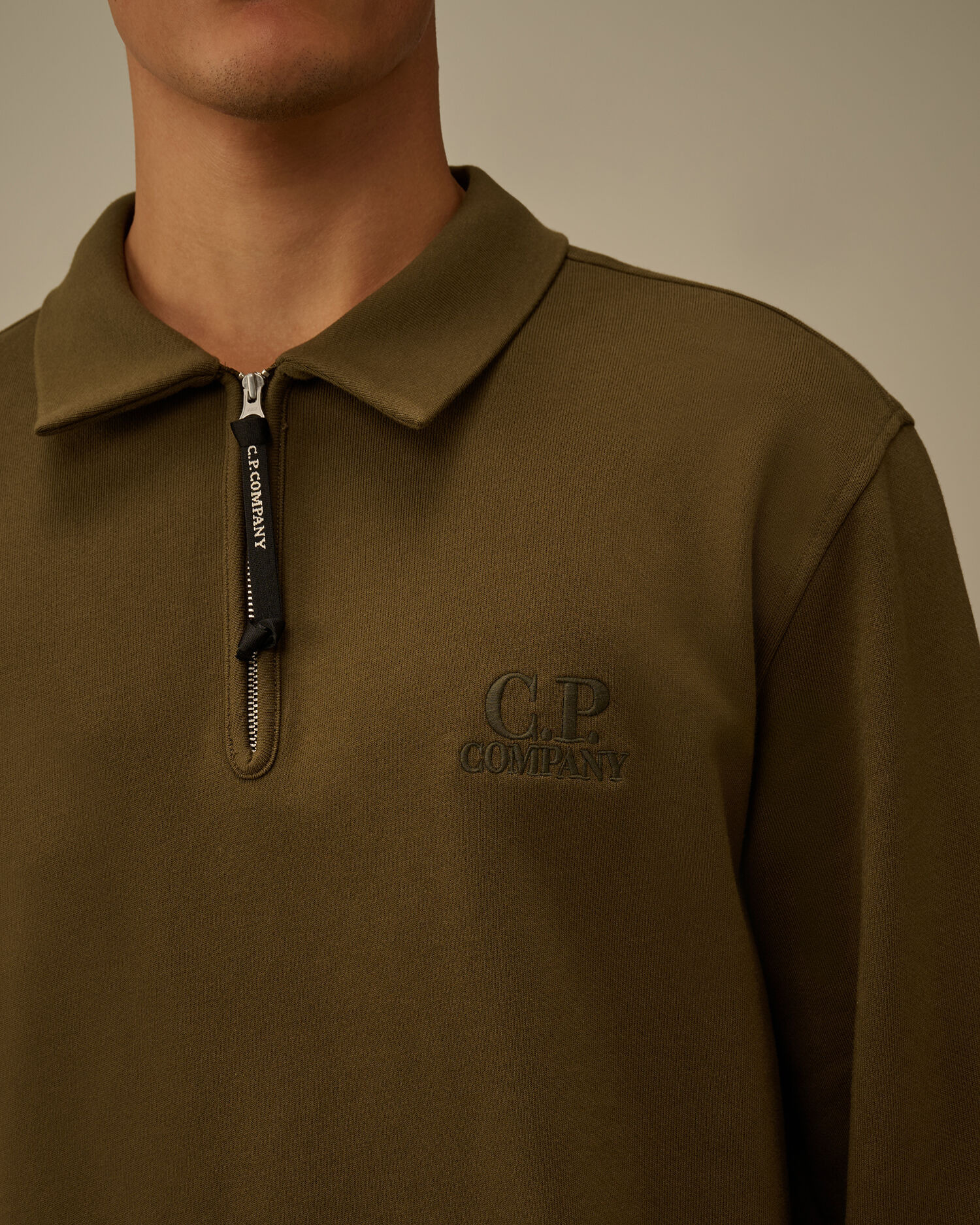 Diagonal Raised Fleece Half Zip Sweatshirt - 5
