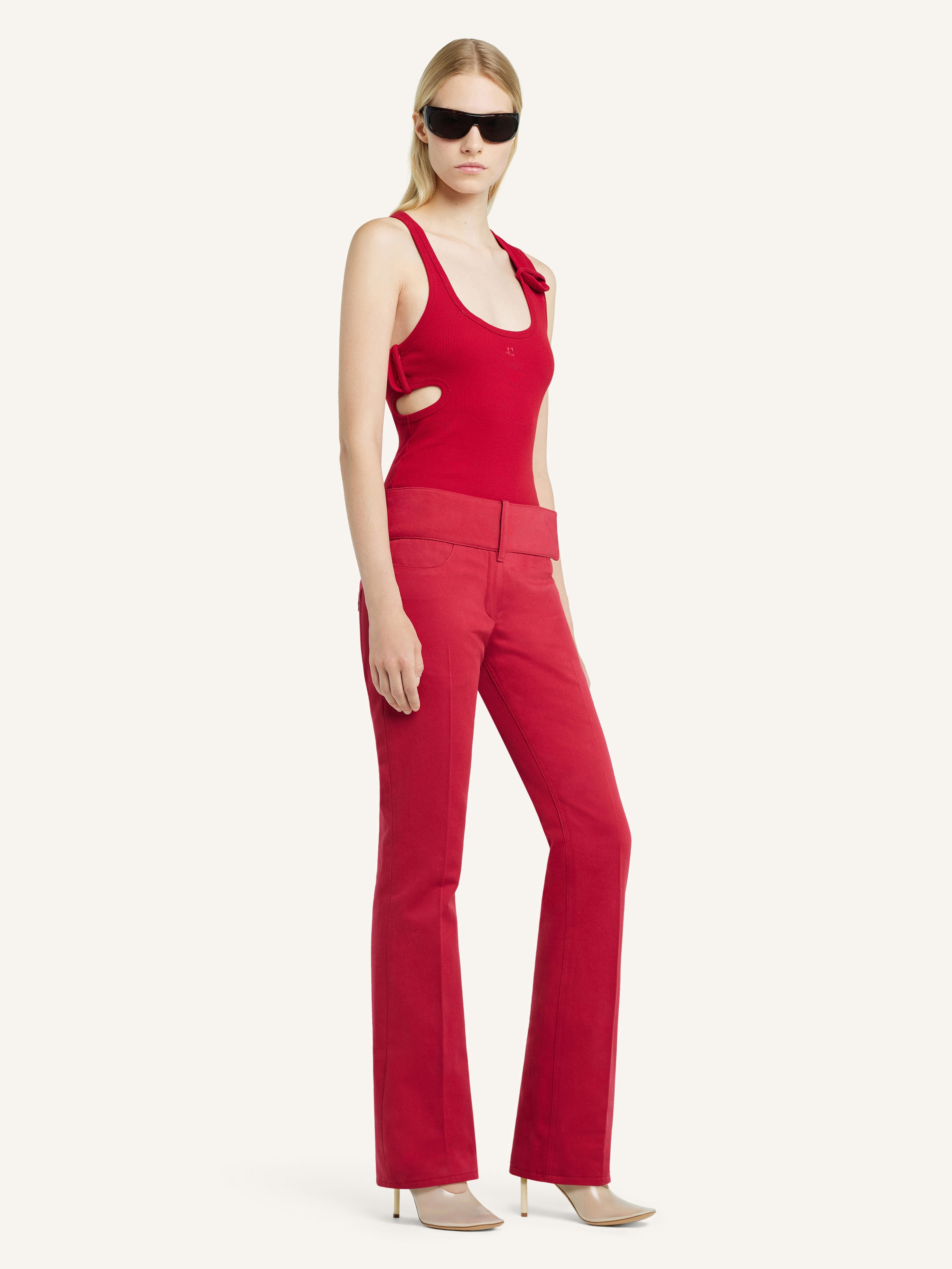 BELTED BOOTCUT PANTS - 3