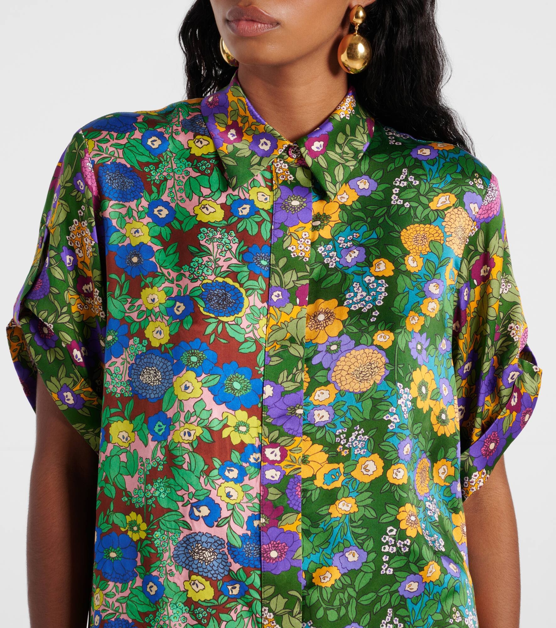 Printed silk satin shirt - 4