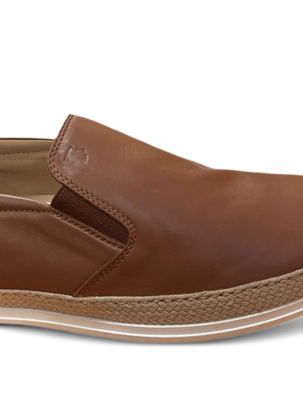 raffia-trimmed leather loafers - 2