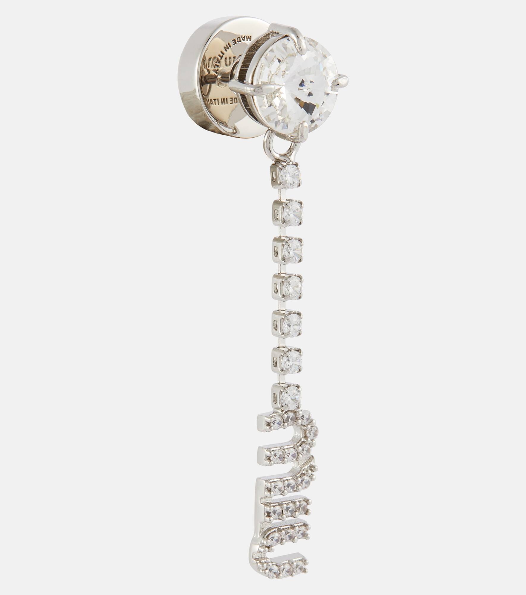 Logo crystal-embellished earrings - 2