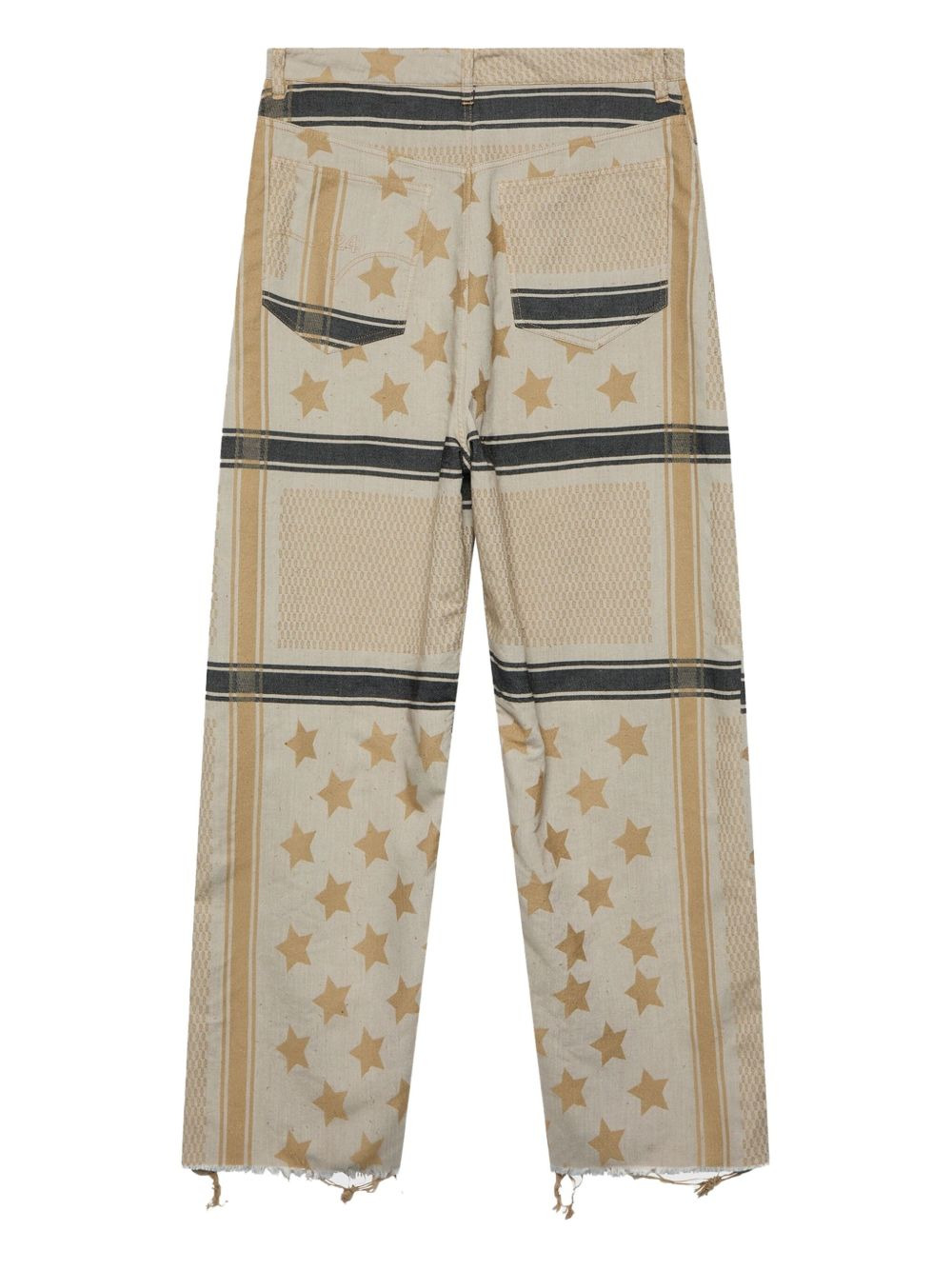 star-pattern frayed trousers - 2