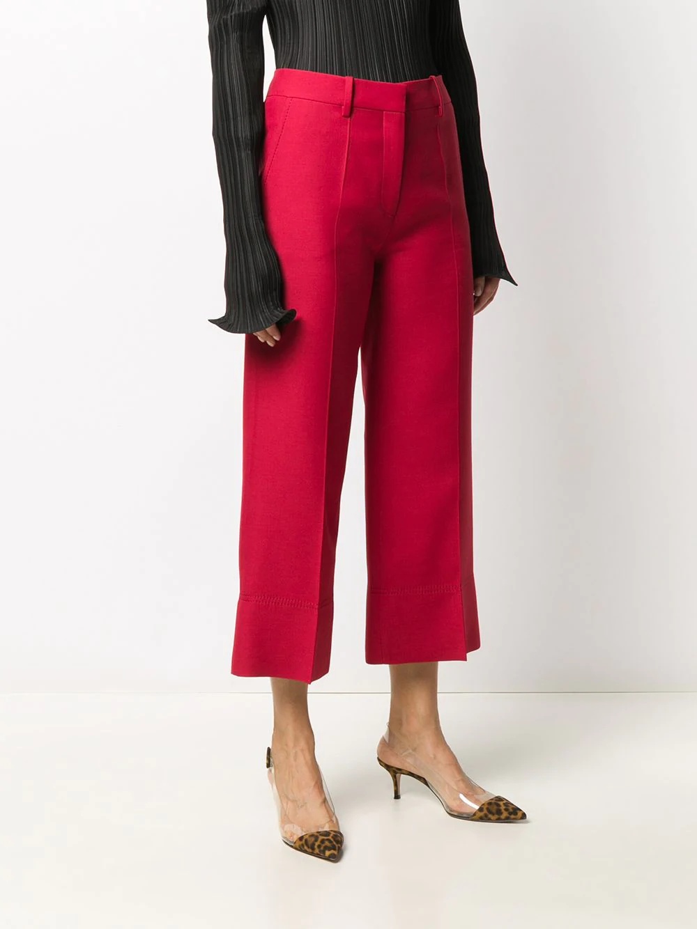 cropped virgin wool trousers - 3