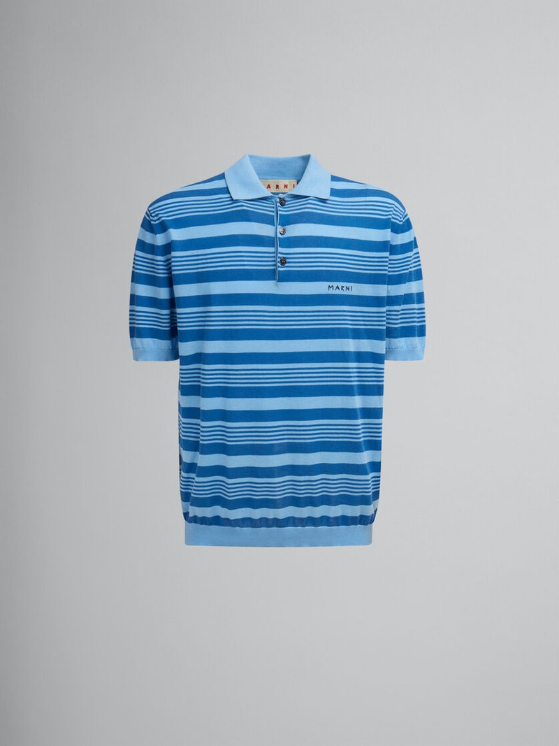 BLUE STRIPED COTTON POLO 배송 - 1