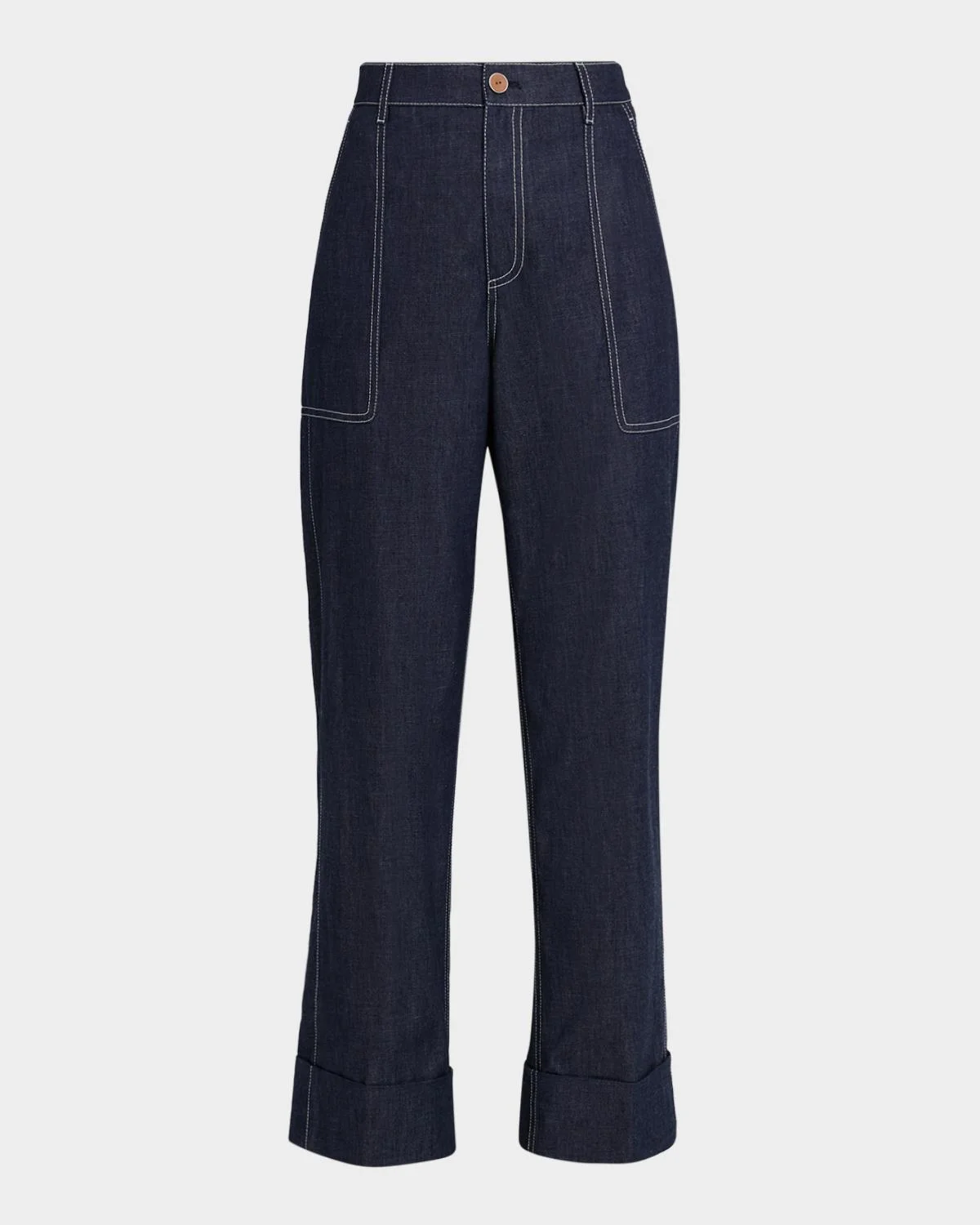 Highline Cropped Cotton Chambray Pants - 1
