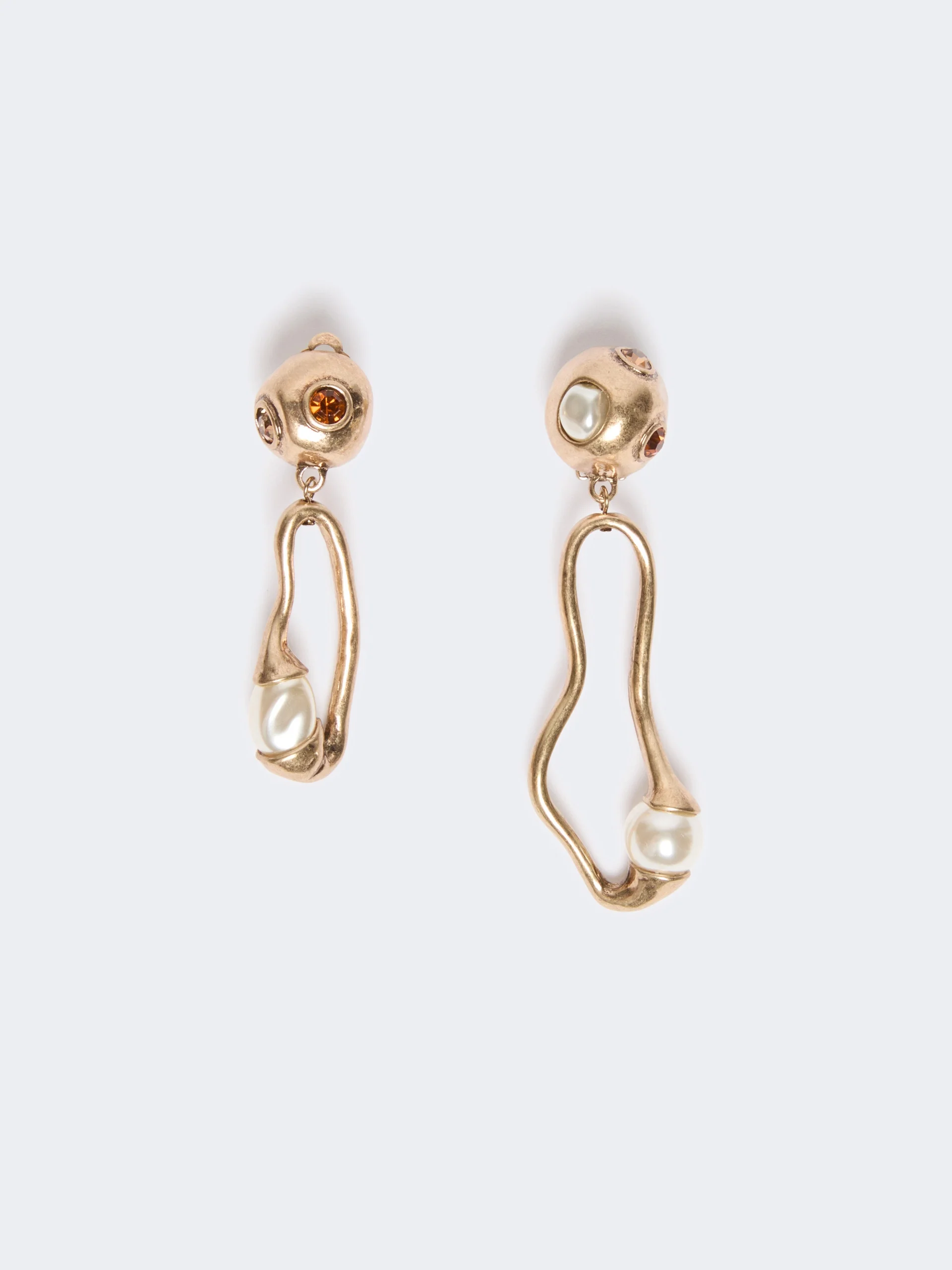 PANTERA Metal earrings with pendant and beads - GOLD - 1