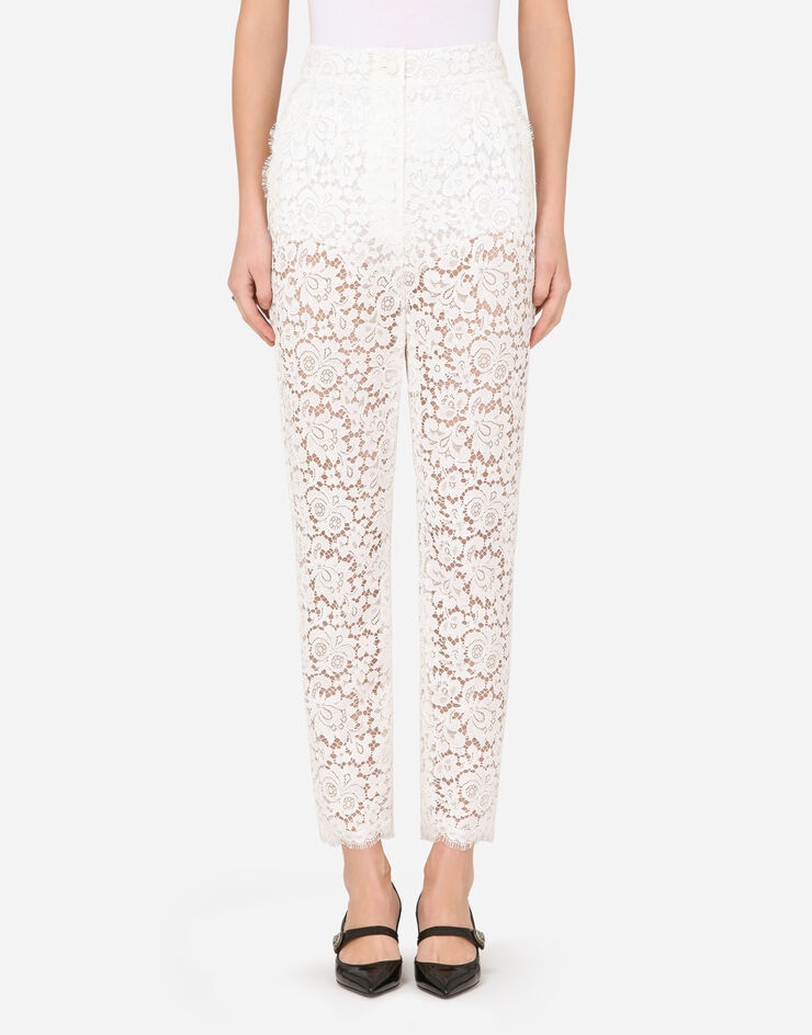 High-waisted cordonetto lace pants - 1