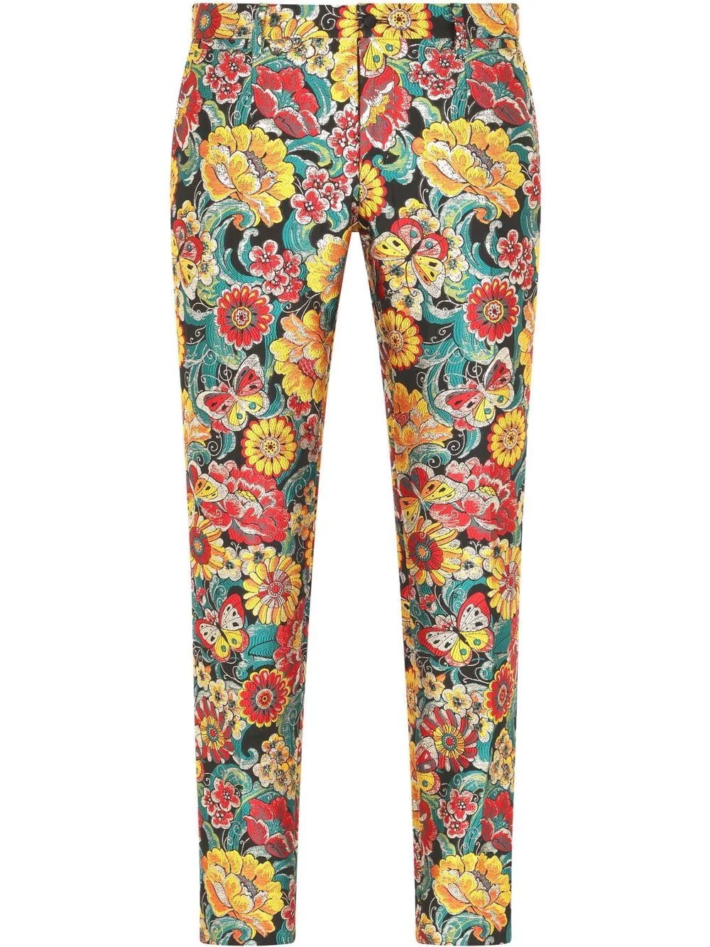 patterned jacquard tailored trousers - 1