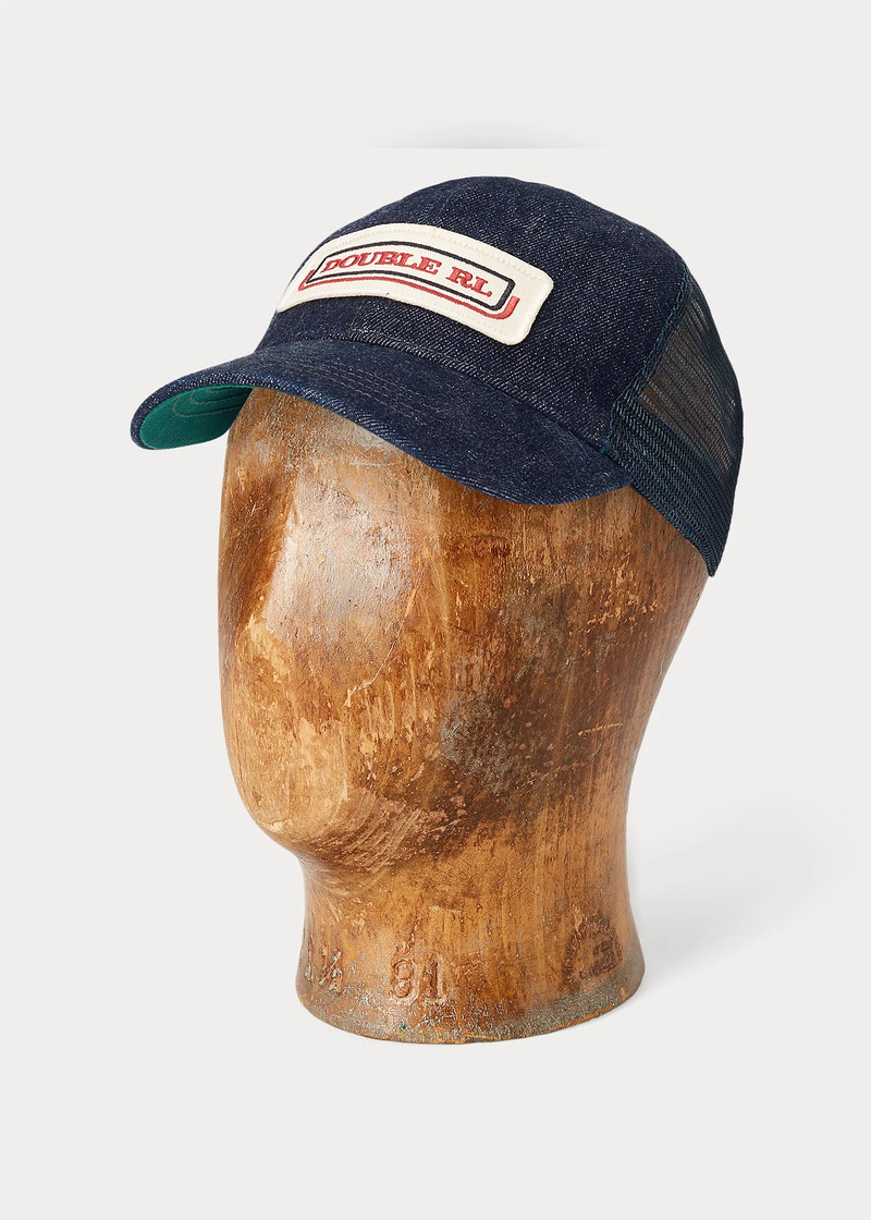 Indigo Logo-Patch Denim Trucker Cap 1