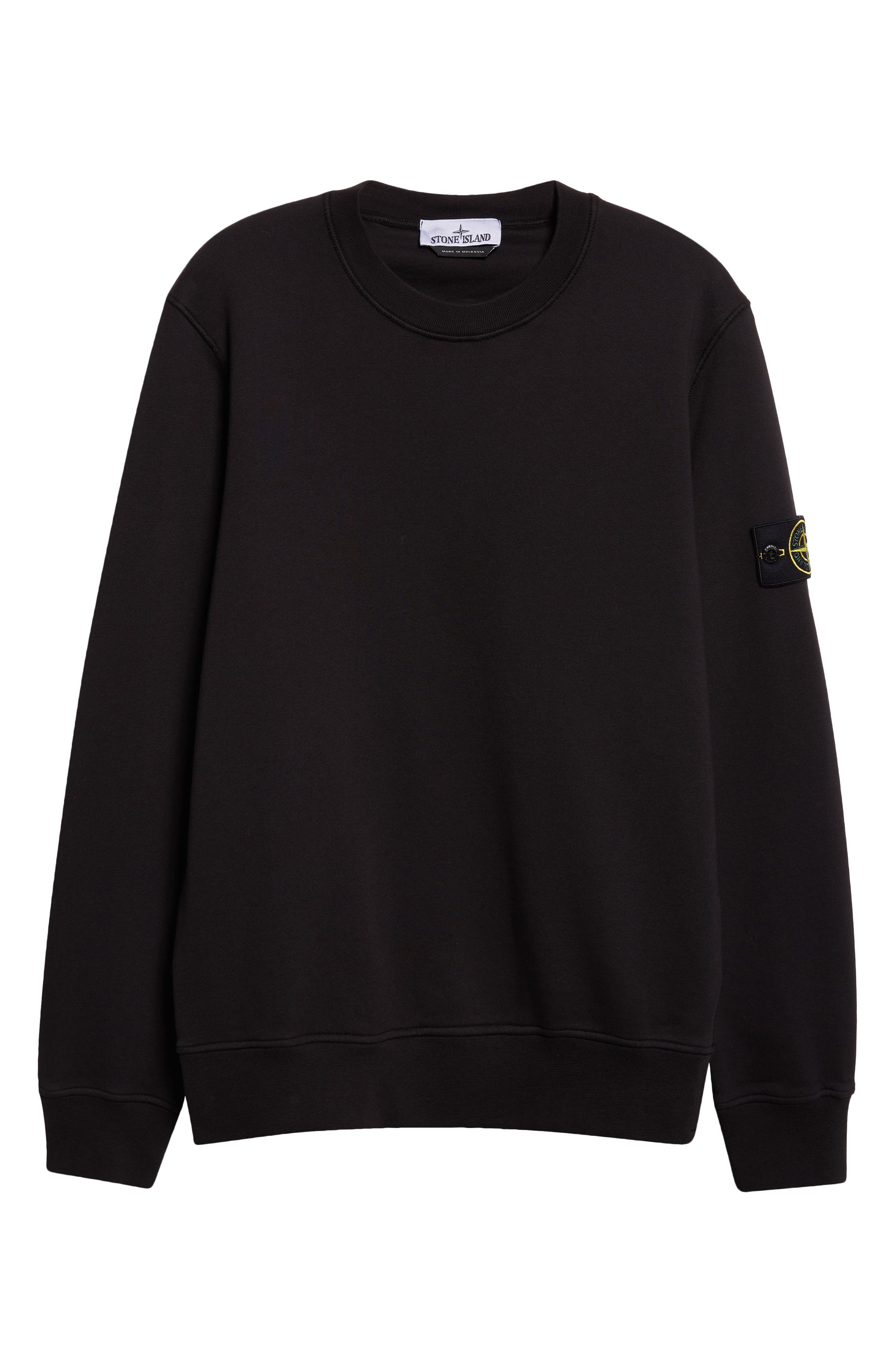 Stone Island Compass Logo Patch Cotton Crewneck Sweatshirt in V0029 Black at Nordstrom - 6