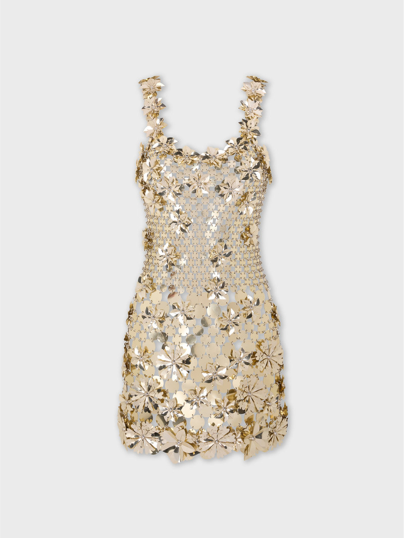 MINI DRESS IN BI-COLOR ASSEMBLAGE WITH FLOWER DETAILS 1