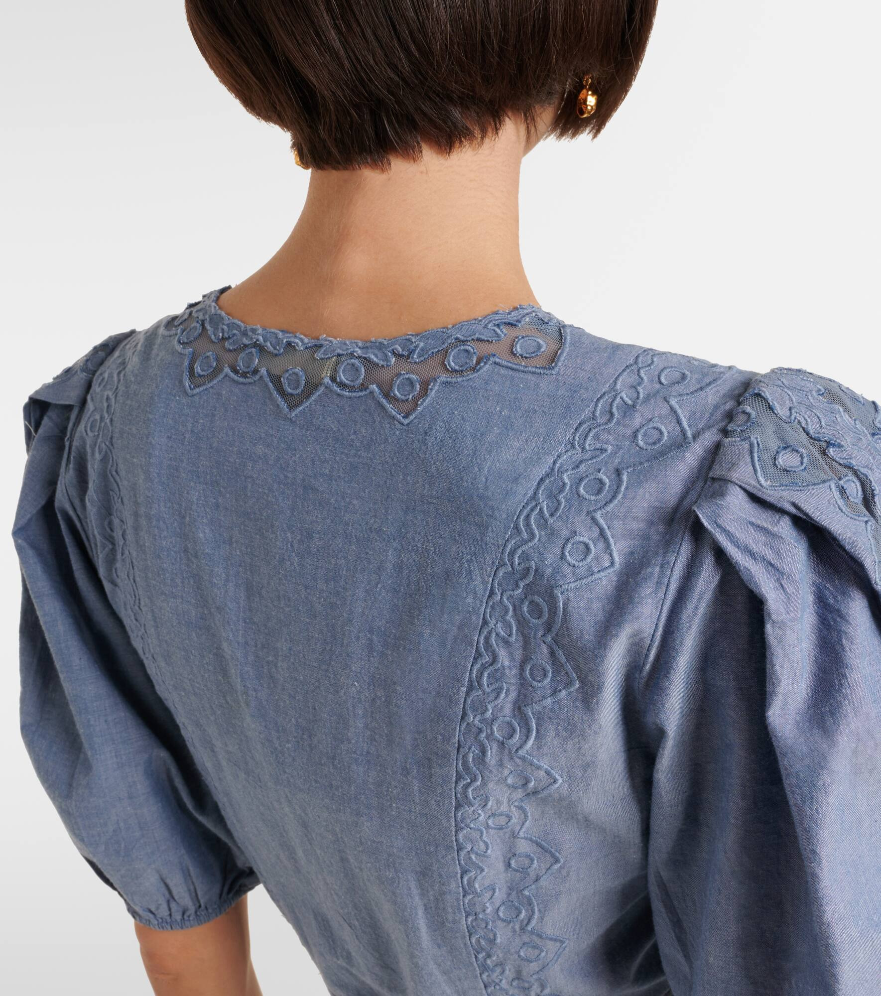 Camila lace-trimmed cotton minidress - 6