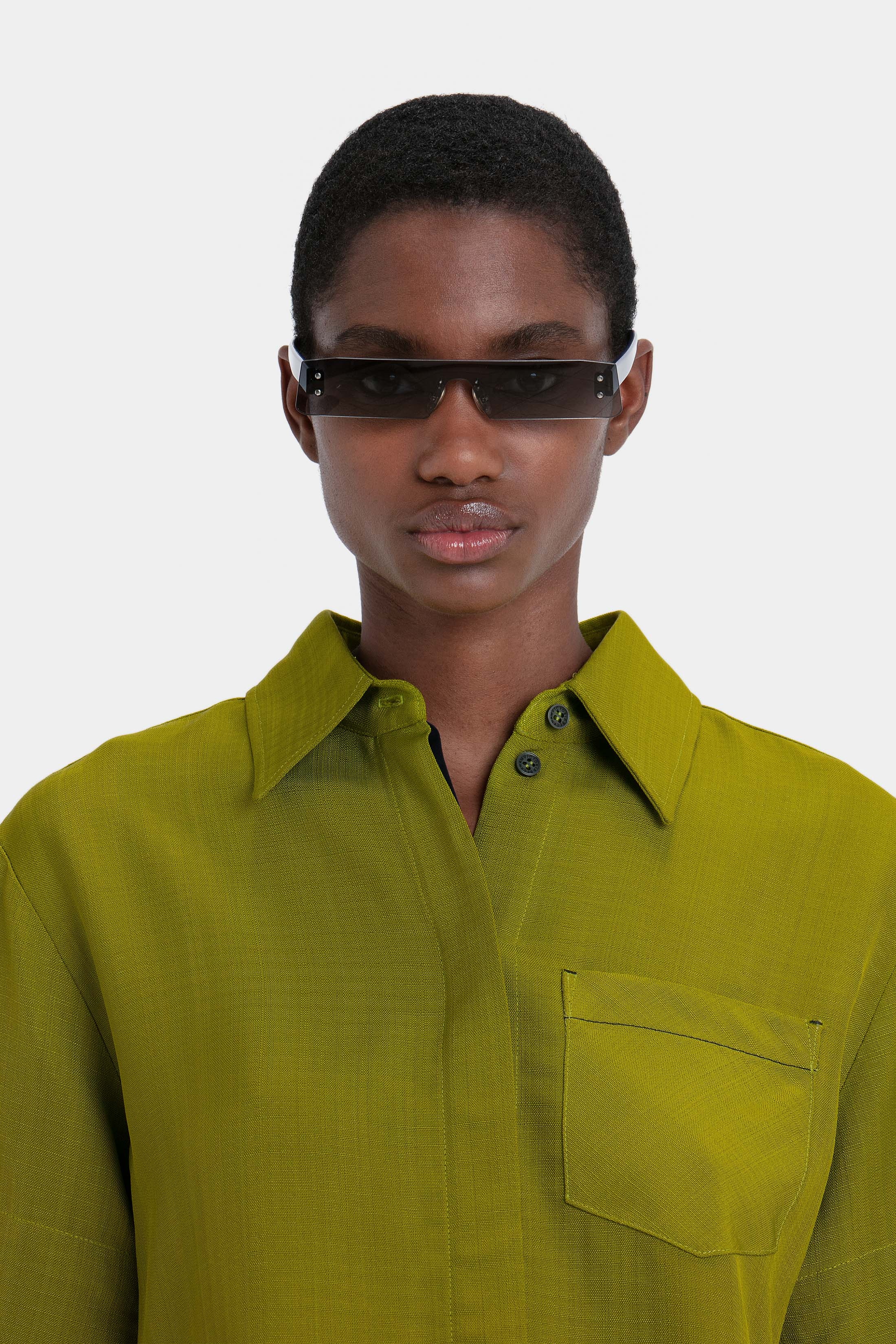 Mini Visor Sunglasses In Black-Green - 5