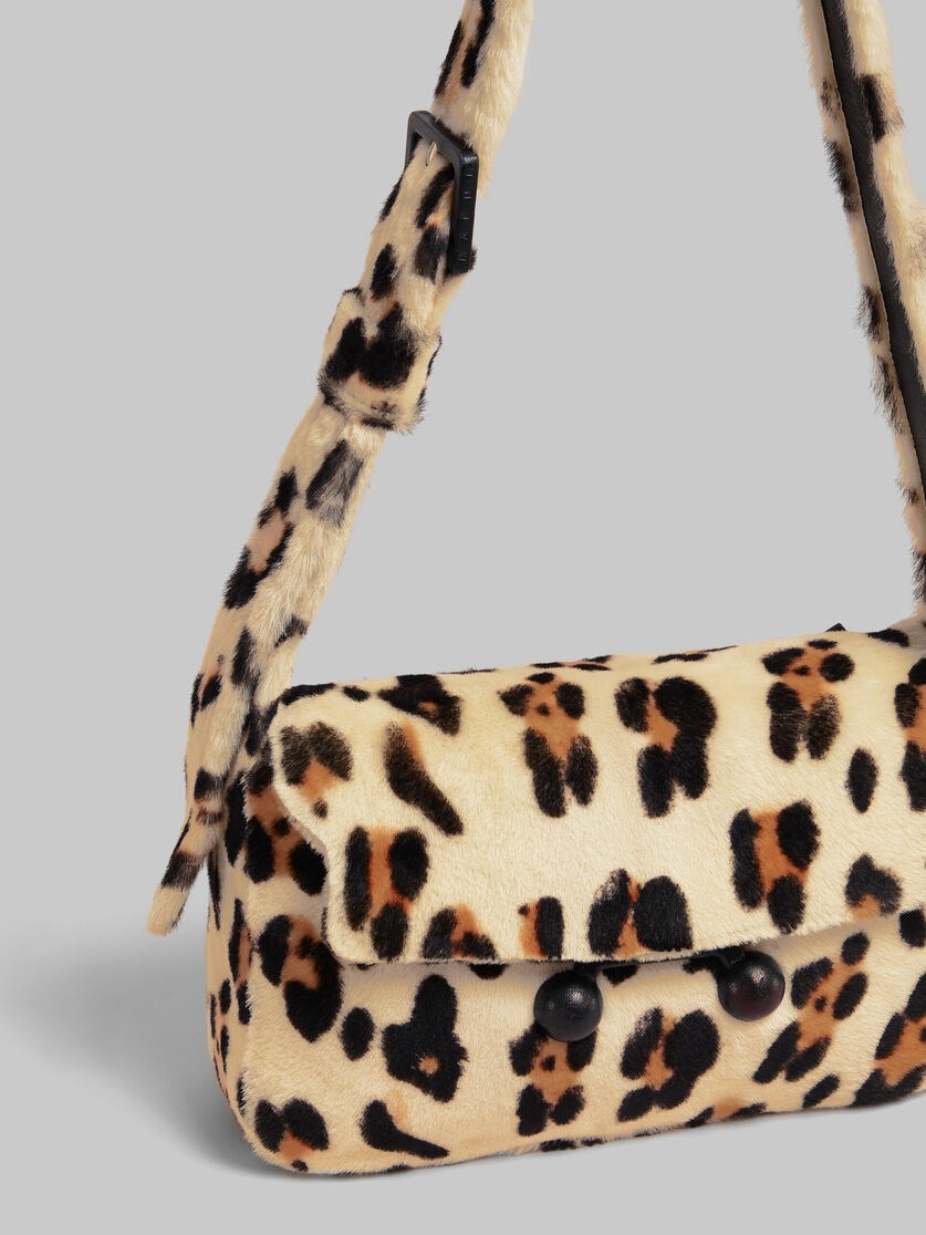 SHEARLING ANIMAL PRINT TRUNKAROO SOFT MEDIUM SHOULDER BAG - 4