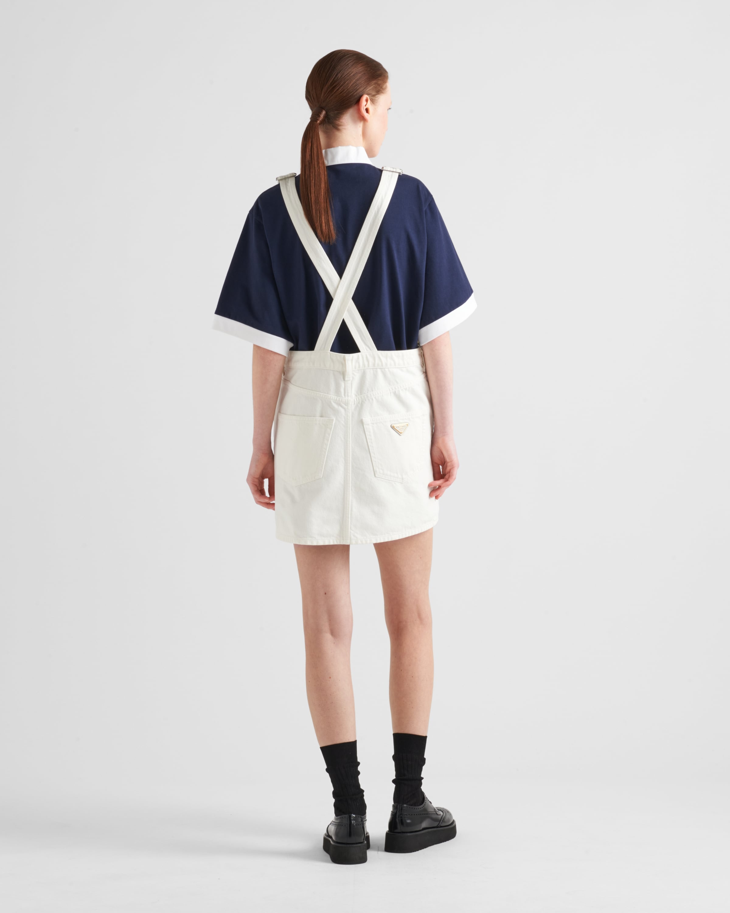 Denim overall mini-dress - 5