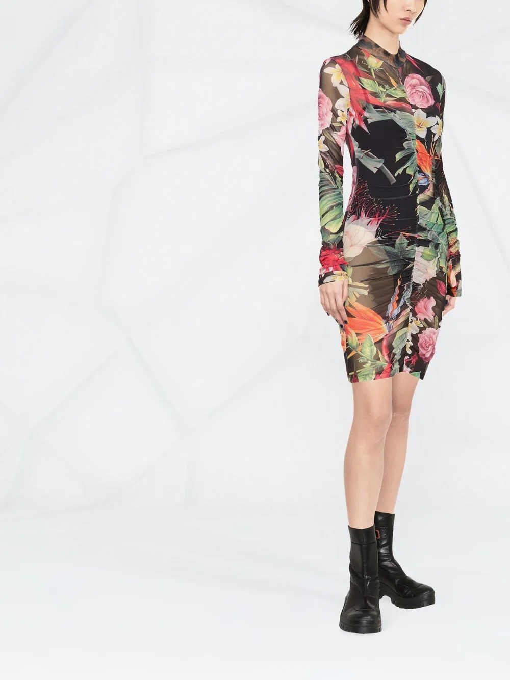 floral-print short dress - 4