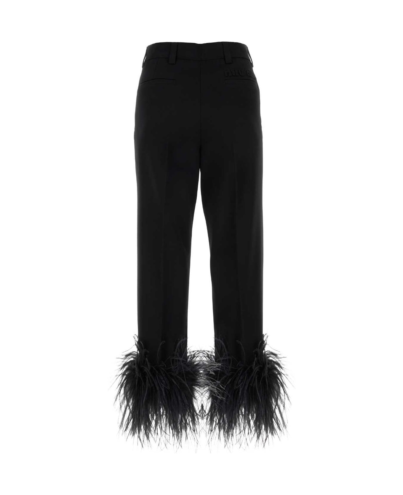 Black Stretch Grain De Poudre Pant - 2