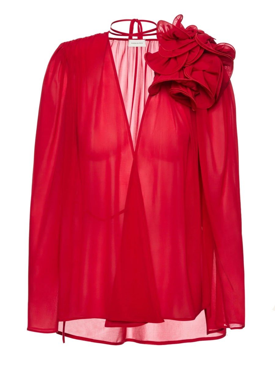 CUPRO BLOUSE WITH FLOWER - 1
