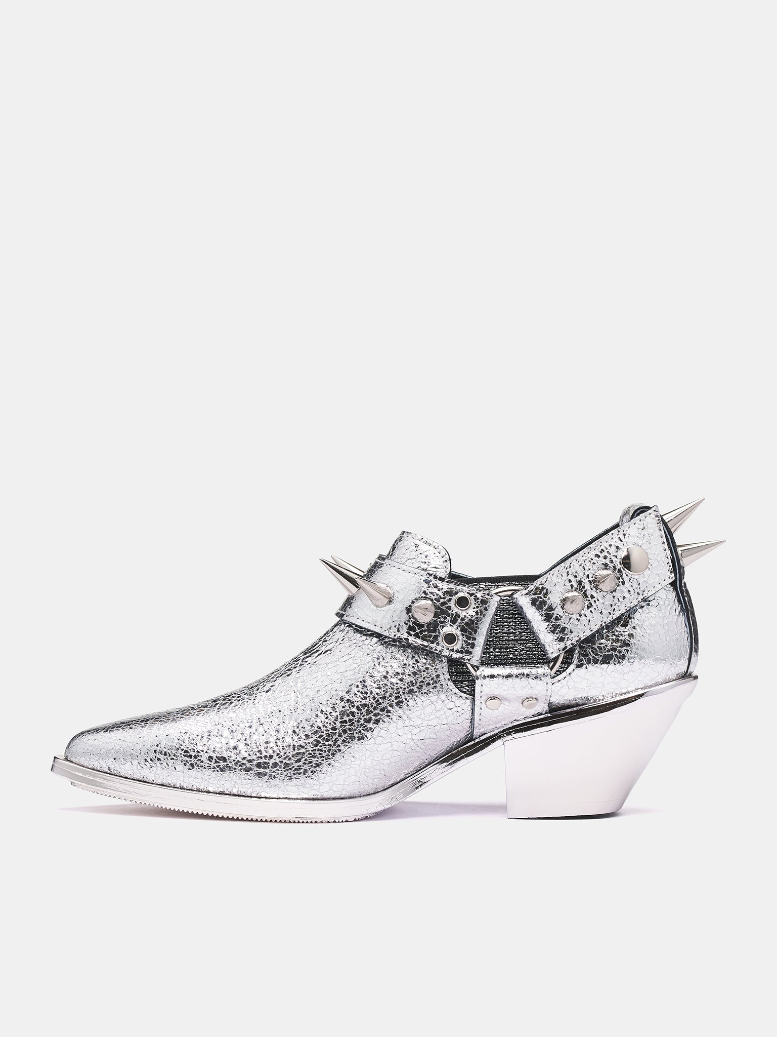 Metallic Spiked Ankle Boot - 3